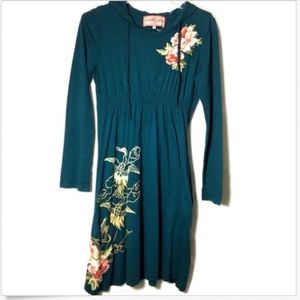 JWLA JOHNNY WAS MEDIUM LONG SLEEVE HOODIE DRESS